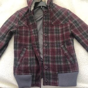 maroon /grey flannel jacket